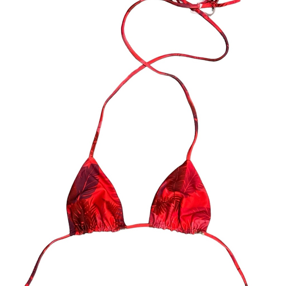 Acacia Swimwear Red Tropical Print Bikini Top